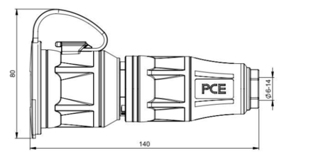 Image secondaire du produit Prise femelle 16A secteur caoutchouc avec capot IP54 Taurus