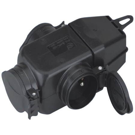 Image principale du produit Prise femelle secteur triple noire étanche IP44