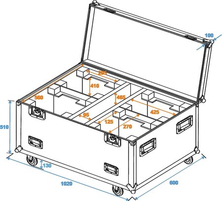 Image nº7 du produit Flight case roadinger - pour 4 lyres moyennes avec roulettes