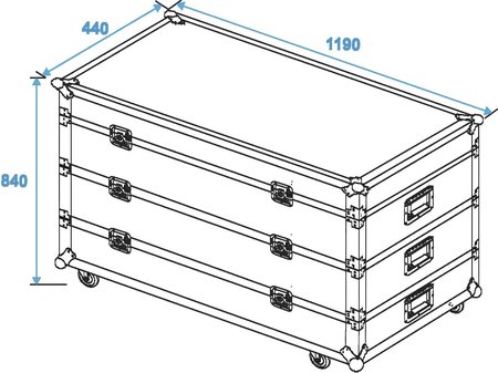 Image nº6 du produit Flight case à 3 étages sur roulette pour 12 barres led et sunstrip