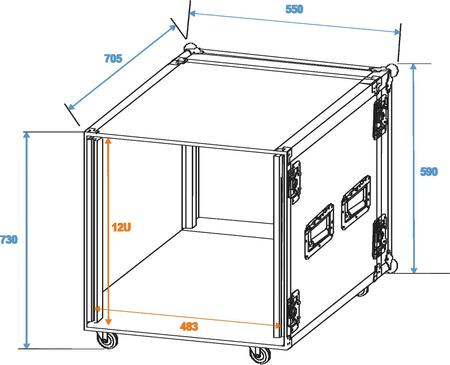 Image secondaire du produit Flight Case rack 12U sur roulettes 2 capots fermetures Pro