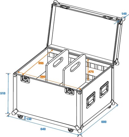 Image secondaire du produit Flight case universel sur roulettes avec 1 séparation amovible 59 X 58 X 55cm