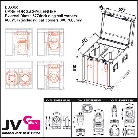 Image nº5 du produit Flight case pour 2 lyres Challenger BSW, Wash ou Beam