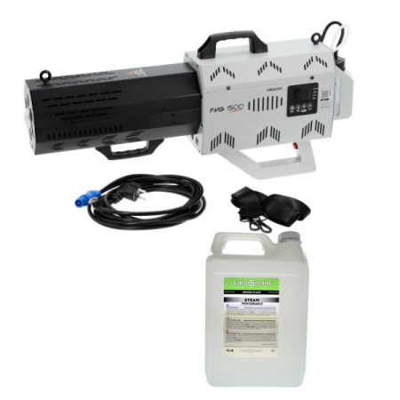 Image principale du produit Pack FMG1500 Algam Lighting - Pistolet à fumée LED 1500W + Bidon de liquide CO2 Hightech