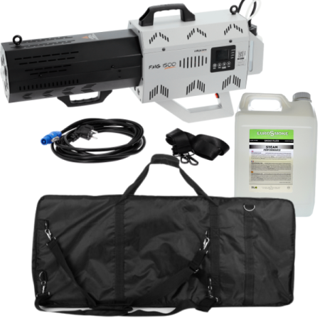 Image principale du produit Pack FMG1500 Algam Lighting - Pistolet à fumée LED 1500W + housse de transport + 5 l de liquide CO2