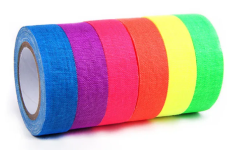 Image principale du produit Lot de 6 mini gaffer fluo 15mm de large et 5m de long par rouleau