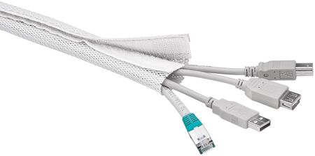 Image principale du produit Gaine souple scratch pour passe câbles 20 à 40mm de diamètre 1m80 blanc