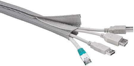 Image principale du produit Gaine souple scratch pour passe câbles 20 à 40mm de diamètre 1m80 gris