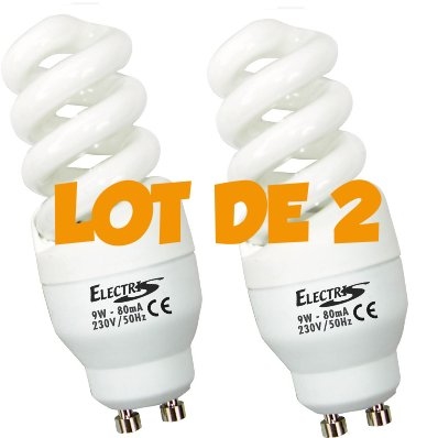 Image principale du produit lot de 2 Ampoules GU10 fluo economique 9W sans reflecteur