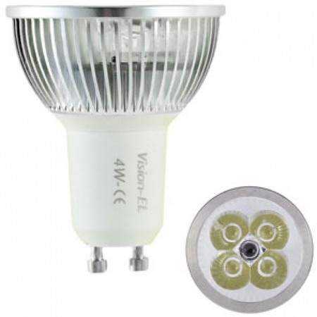 Image principale du produit Lampe à 4 leds 4 X 1W Blanc chaud 2700K GU10 230v graduable ** fin de série **