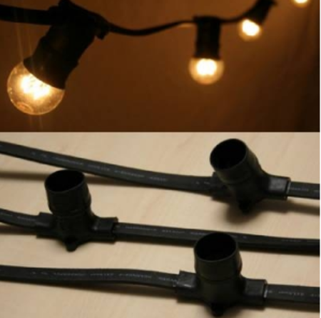 Image principale du produit Guirlande B22 100m 100 Douilles sans Lampes Câble Noir 230V