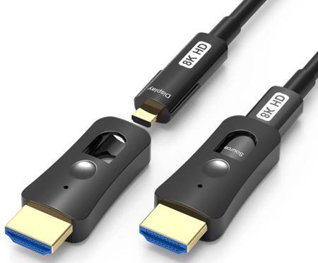 Image principale du produit Câble HDMI optique 2.1 8K avec embout démontable pour passage sous gaine 7M50
