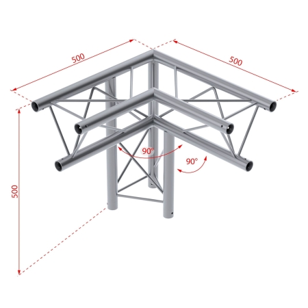 Image nº3 du produit DECO22T-AG03 Contestage - Angle Triangulaire 220 mm 3 directions 50 cm gauche 90° Livré avec 2x kits de jonction