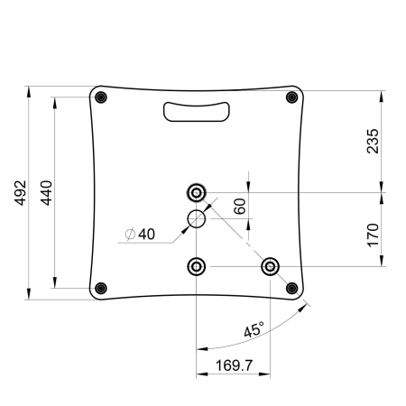 Image nº3 du produit Stick-SB Hilec - Pied pour enceinte avec embase lourde carrée • Tube de rallonge de 35 mm • 2 filetages M20 pour une