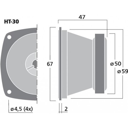 Image secondaire du produit Haut parleur d'aigu miniature Tweeter Monacor 50W 8 ohm