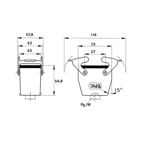 Image nº5 du produit capot droit avec griffe 10 poles avec type harting sortie M20