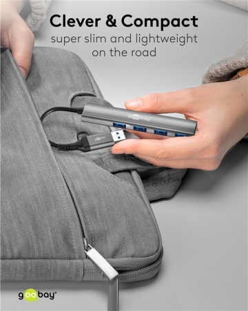 Image nº4 du produit HUB-USBC-USBA Goobay Hub USB Slim 4 Ports 2-en-1 – USB-C / USB-A – 5 Gbit/s