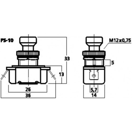 Image secondaire du produit Poussoir à pied rond 12mm