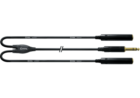 Image principale du produit Câble Jack stéréo mâle vers 2 femelle câblage en Y