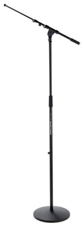 Image principale du produit Pied micro K&M 26145 Base ronde haut 100 170cm et perchette télescopique