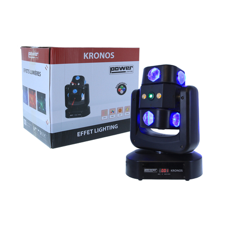 Image principale du produit Kronos Power lighting - Effet 4 en 1 beam wash strobe et laser bicolore a 4 rotations infinies