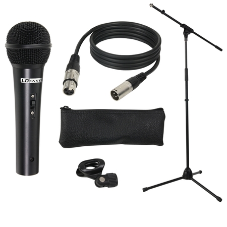 Image principale du produit Set complet LD Systems micro chant + pied avec perche + cable + pince + étuit