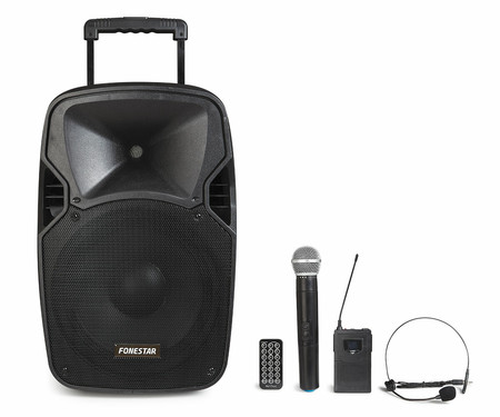 Image principale du produit Malibu 212P Fonestar - Enceinte autonome batterie lithium USB SD bluetooth 12 pouce avec 1 micro sans fil + un serre tête