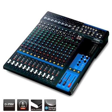 Image principale du produit MG16 Yamaha Console de mixage 16 entrées 4 groupes 1 bus stéréo 4 aux