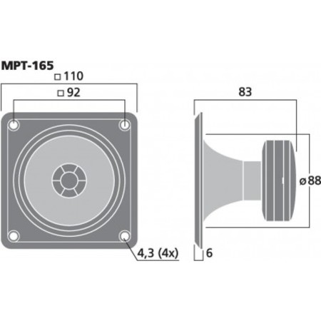 Image secondaire du produit Haut-parleur d'aigu Piézo 110 x 110 mm 115w sous 4 ohms