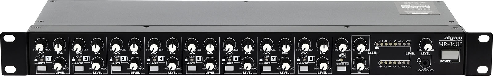 Image principale du produit MR-1602 Algam Audio – Table de mixage rackable stéréo 8 entrées ligne