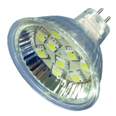 Image principale du produit Lampe à 10 led smd 5050 Blanc FROID MR16 24v 3W