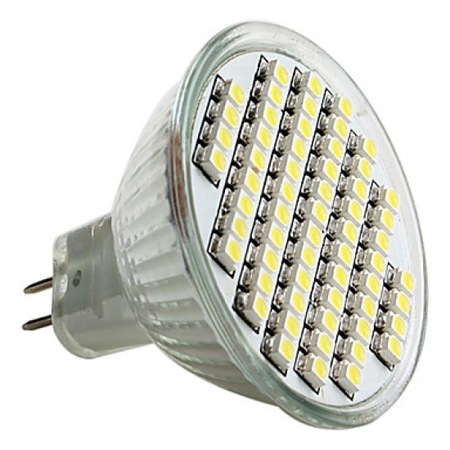 Image principale du produit Lampe à 60 led smd 3528 Blanc FROID MR16 12v 4W