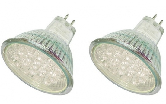 Image principale du produit lot de 2 MR16 à led blanc chaud 12v 1W 18 Leds