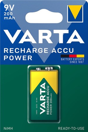 Image principale du produit Pile 9V rechargeable NIMH Varta 200mAh 6LR61