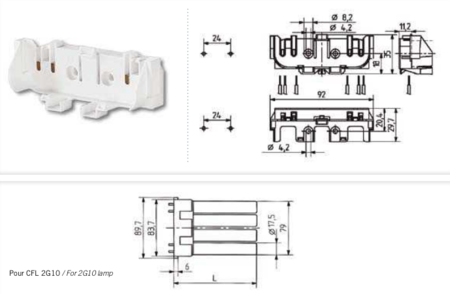 Image principale du produit Douille à vis pour lampe 2G10