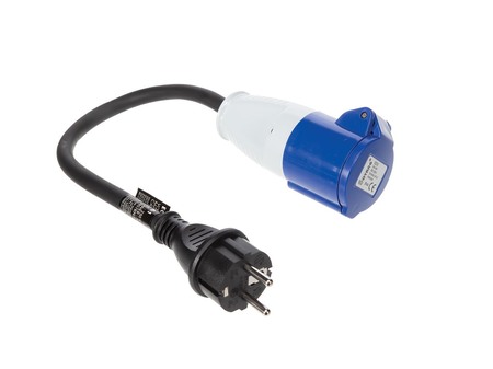 Image principale du produit Cordon adaptateur pour caravane P17 16A mono bleu femelle vers prise male standard