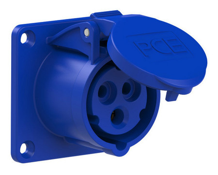 Image principale du produit Embase P17 femelle 16A monophase 3 points 240V IP44 bleue Turbo twist