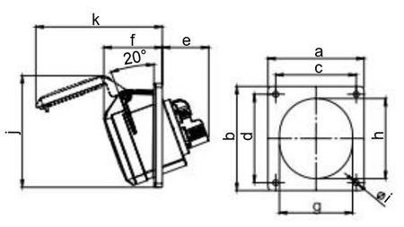 Image secondaire du produit Embase P17 femelle 16A triphasé 4 broches IP44 Standard à vis Rouge Inclinée