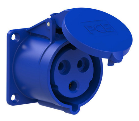 Image principale du produit embase P17 femelle 32A 3 points 240V IP44 bleue Turbo twist