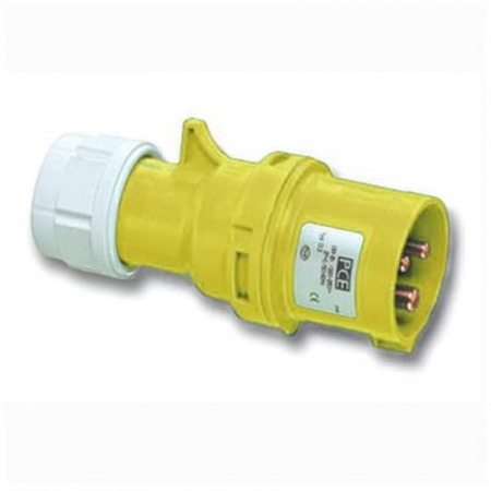 Image principale du produit Prise P17 male 16A 3 points 110V IP44 Jaune