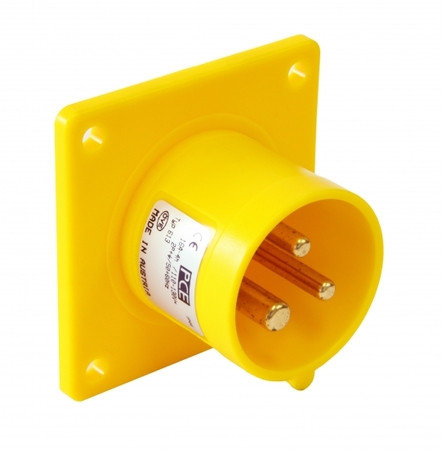 Image principale du produit Embase P17 male 16A 3 points 110V IP44 jaune