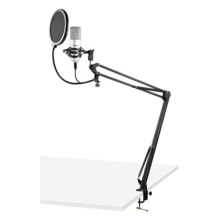 Image principale du produit CMS300S Vonyx - Micro USB Studio / Gaming gris argent avec support et filtre anti pop