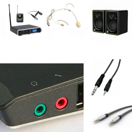 Image principale du produit Pack audio conférence micro serre tête sport sans fil et enceintes home pour ordinateur double jack