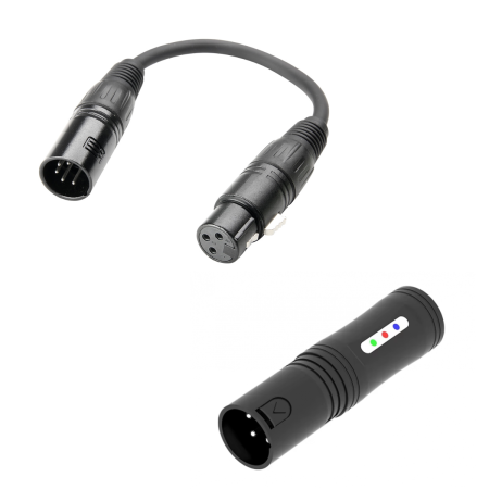 Image principale du produit Pack Accessoires DMX Accu Cable - Adaptateur XLR 5M/3F + Testeur Signal DMX 3 Broches