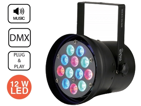 Image principale du produit Projecteur LED PAR 36 noir RGB DMX 12X1W