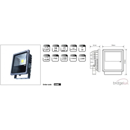 Image principale du produit Projecteur extérieur Ledux Led Electra 30W IP65