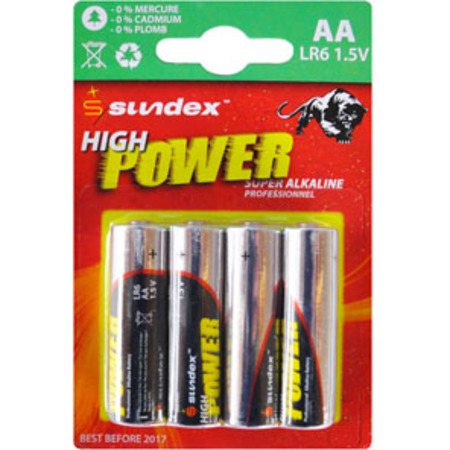 Image principale du produit Pile alkaline sundex 1,5V AA LR6 lot de 4 piles