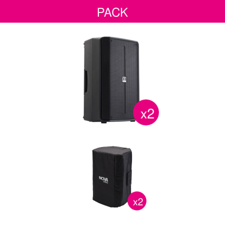 Image principale du produit Pack 2 enceintes actives Bluetooth Nova 12A 350W + 2 housses de protection