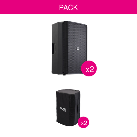 Image principale du produit Pack 2x Enceintes Actives Bluetooth Nova 15A 350W + 2x Housses de Protection