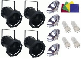 Image principale du produit Pack de 4 Projecteurs PAR 64 Noir long complet avec lampes et filtres